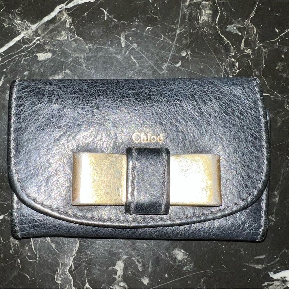 Chloe Black and Gold Key/Card Holder with Decorative Bow 1 DAY ONLY PRICE DROP